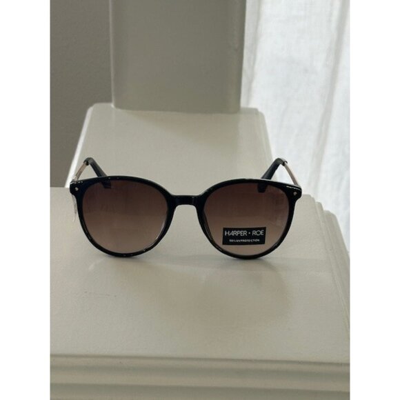 HARPER + ROE Rx’able Sunglasses Shiny Black HR1008 52-20-147 Brown Lenses NWT - Picture 1 of 11